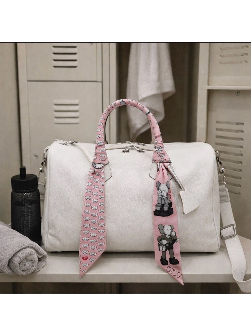 UNISEX UNIQLO KAWS STYLE PINK SKINNY SCARF BANDEAU HAIR TIE BAG HANDLE WRAP BELT